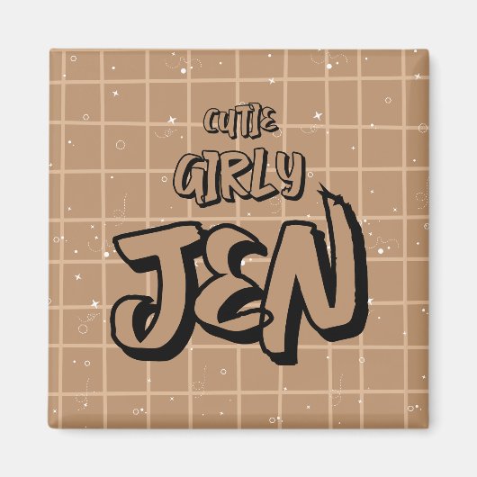 Magnet Gingham Brun Fille Mignonne (Devant)