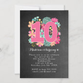 MAGNET Girls Floral 10th Birthday Party Magnetische Uitnodiging (Voorkant)