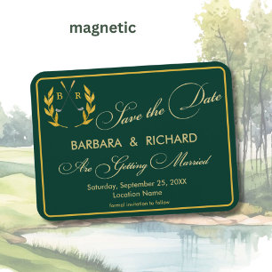 MAGNET Golf Thema Monogram Huwelijk Save the Date Magneet