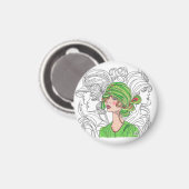Magnet Green Flapper Girl (Recto/Verso)