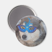 Magnet Husky Blue Eyes Mardi Gras Masque (Recto/Verso)