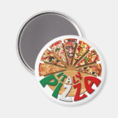 Magnet Italie Pizza sur la planche à découper (Recto/Verso)