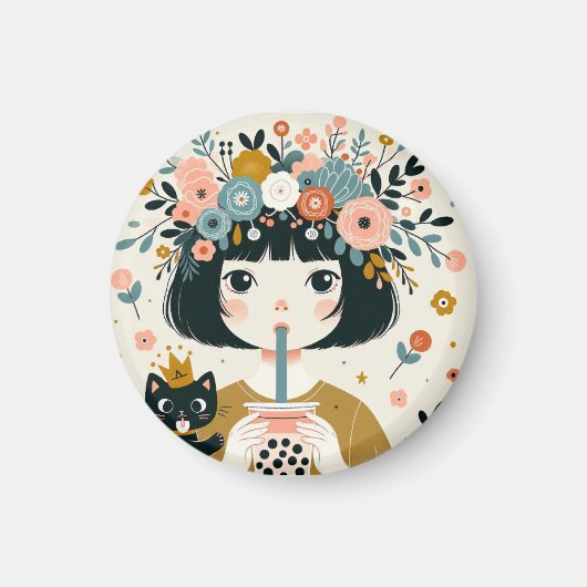 Magnet  “La petite fille au bubble tea“ (Devant)
