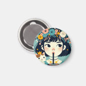Magnet La petite fille au bubble tea“ (Recto/Verso)