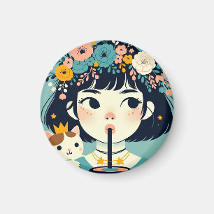 Magnet La petite fille au bubble tea“