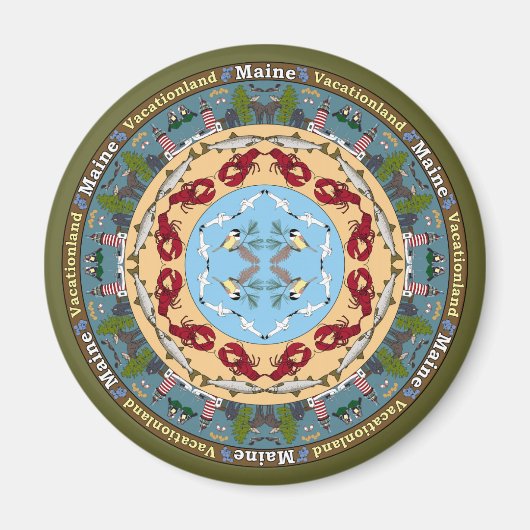 Magnet Mandala de l'État du Maine (Devant)