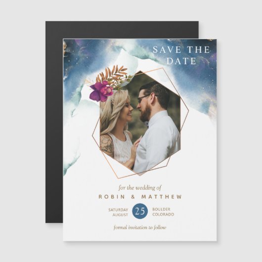 Magnet Mariage Céleste Enregistrer La Date (Devant / Derrière)