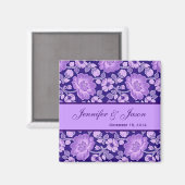 Magnet Mariage damassé à fleurs violettes (Recto/Verso)