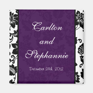 Magnet Mariage damassé Floral Noir/Violet