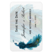 Magnet Mariage Plume Peacock bleu turquoise (Vertical)