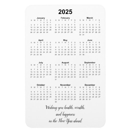 Magnet mensuel du calendrier 2025 avec devis (Vertical)