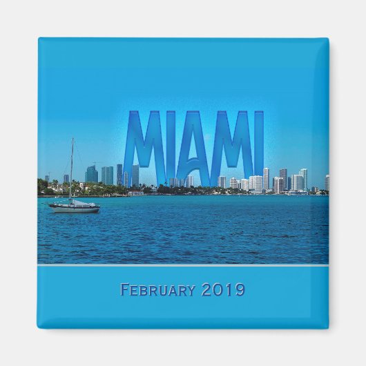 Magnet Miami Skyline (personnalisable) (Devant)