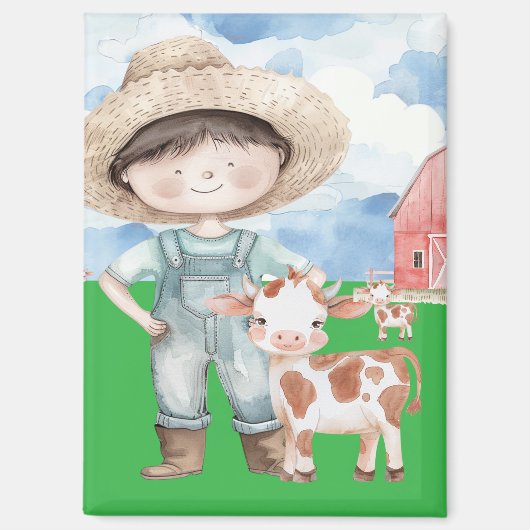 Magnet mit Junge und Kalb Magneet (Voorkant)