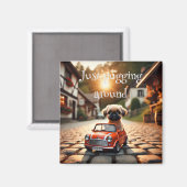 Magnet mit Mops und Mini Morris  Magneet (Voorkant / Achterkant)