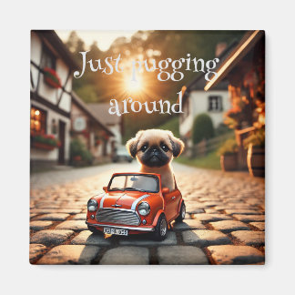 Magnet mit Mops und Mini Morris  Magneet