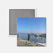 Magnet mit Möwe am Hafenufer Magneet (Voorkant / Achterkant)