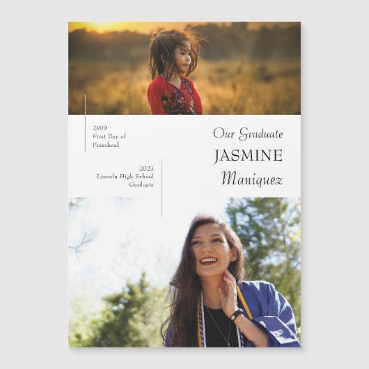 Magnet Moderne Puis & Maintenant Faire-part de gra (Devant)