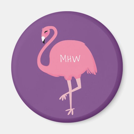 Magnet monogramme personnalisé de Flamants roses m (Devant)
