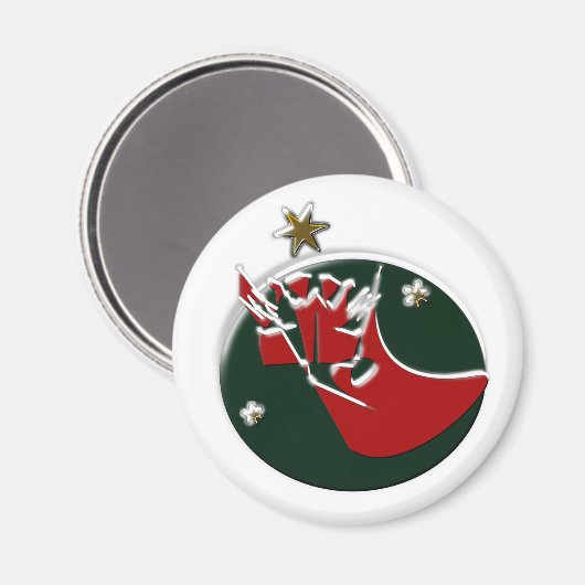 Magnet Noël Le Père Noël Arrive 2/1 Pouce (Recto/Verso)