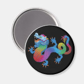 Magnet noir avec Dragon coloré (Recto/Verso)
