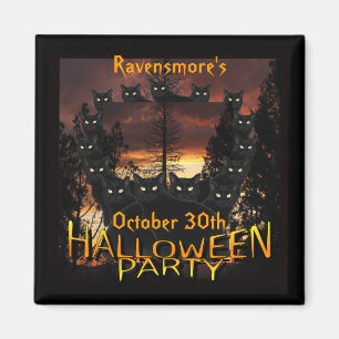 Magnet noir de partie de Halloween de chats de