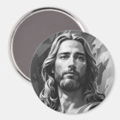 Magnet noir et blanc Jésus (Recto/Verso)
