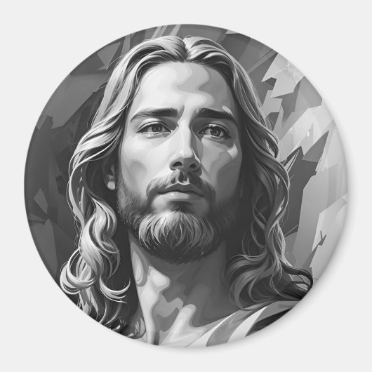 Magnet noir et blanc Jésus (Devant)