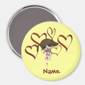 Magnet Nom Du Chiot Et Du Coeur (Recto/Verso)