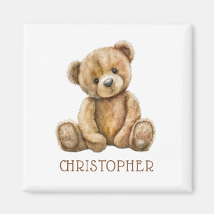 Magnet Nom Ours en Peluche Aquarelle Personnalisé