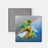 Magnet - Oiseaux de jouets sur tournesol (Recto/Verso)