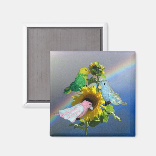 Magnet - Oiseaux de jouets sur tournesol (Recto/Verso)