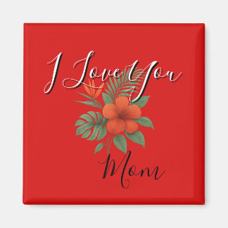 Magnet Orange Floral - Je t'aime Maman
