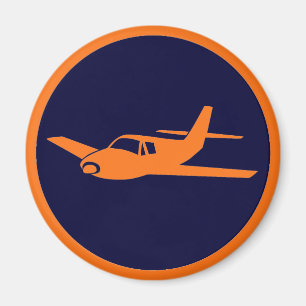 Magnet orange simple d'avion de bleu marine