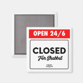 Magnet : Ouvert 24h/24/6 Fermé pour Shabbat (Recto/Verso)