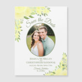 Magnet ovale de sauvegarde de date de mariage flor (Devant)