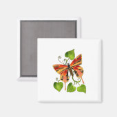 Magnet papillon en verre orange (Recto/Verso)