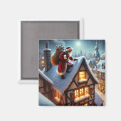 Magnet Père Noël sur le toit (Recto/Verso)