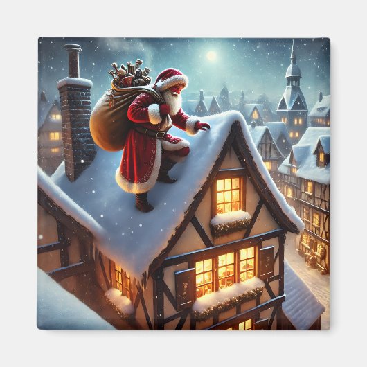 Magnet Père Noël sur le toit (Devant)