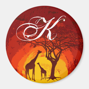 Magnet personnalisé Africain Safari Giraffe Soleil