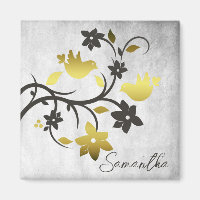 Magnet personnalisé de Lovebirds d'or