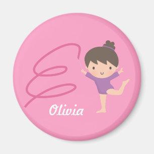 Magnet Personnalisé Gymnaste Mignonne et Ruban