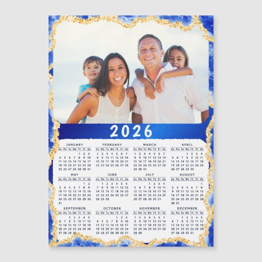 Magnet photo 2026 Calendrier en couleurs bleu et o (Devant)
