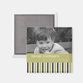 Magnet photo d'anniversaire noir et vert (Recto/Verso)