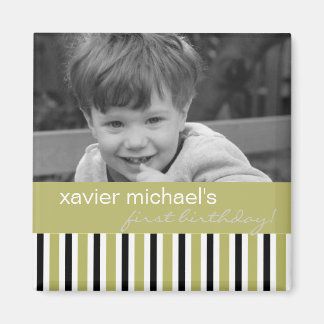 Magnet photo d'anniversaire noir et vert