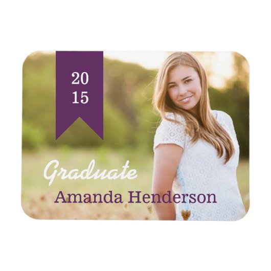 Magnet photo de Faire-part de graduation violet (Horizontal)
