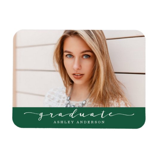 Magnet photo de graduation verte classique (Horizontal)