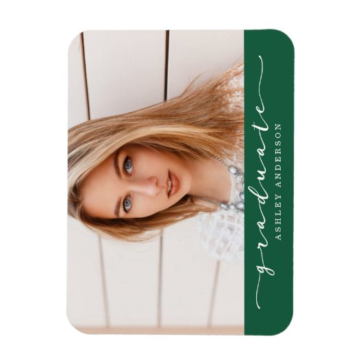 Magnet photo de graduation verte classique (Vertical)