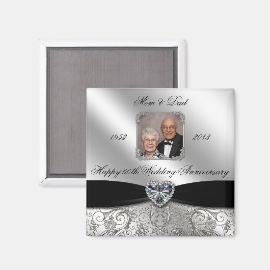 Magnet photo du 60e anniversaire du Mariage (Recto/Verso)