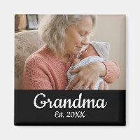 Magnet Photo Mamie Année Fondée Simple Script