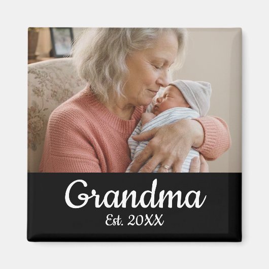 Magnet Photo Mamie Année Fondée Simple Script (Devant)